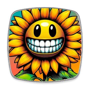 Tournesol - Magnet carré - blanc - Devant