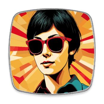 Retro Girl Pop Art – Stil Vintage Cool - Viereckiger Kühlschrankmagnet - Weiß - Vorne