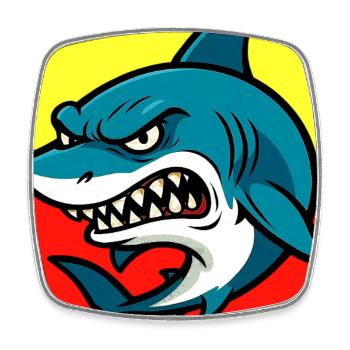 Requin - Magnet carré - blanc - Devant