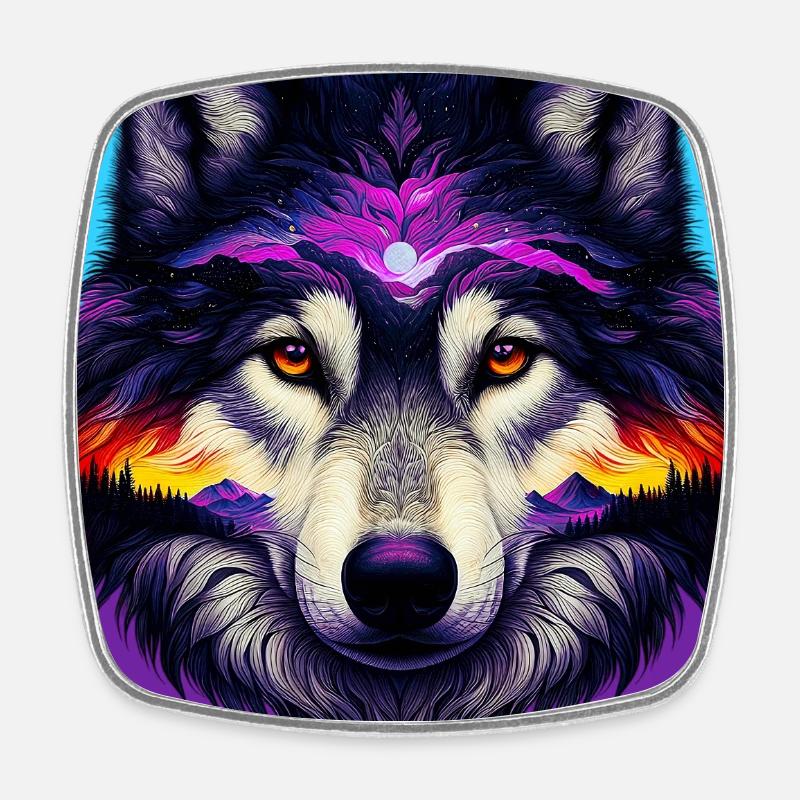Wolf - Square fridge magnet - white