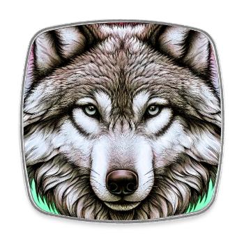 Wolf - Square fridge magnet - white - Front