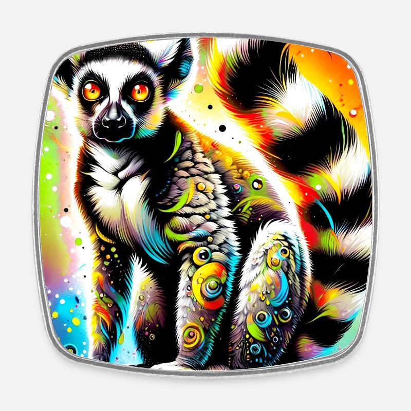 Lemur - Square fridge magnet - white
