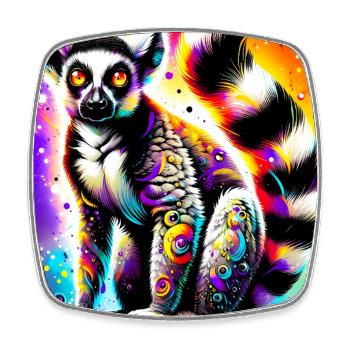 Lemur - Viereckiger Kühlschrankmagnet - Weiß - Vorne