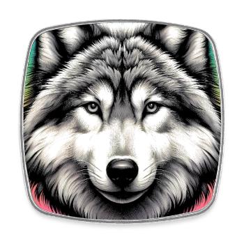 Wolf - Square fridge magnet - white - Front