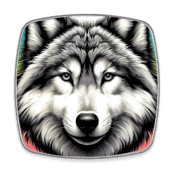 Wolf - Square fridge magnet - white - Front