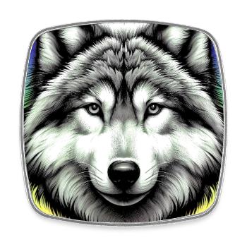 Wolf - Square fridge magnet - white - Front