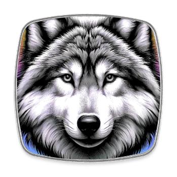 Wolf - Square fridge magnet - white - Front
