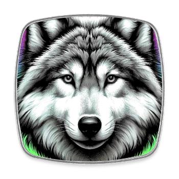 Wolf - Square fridge magnet - white - Front
