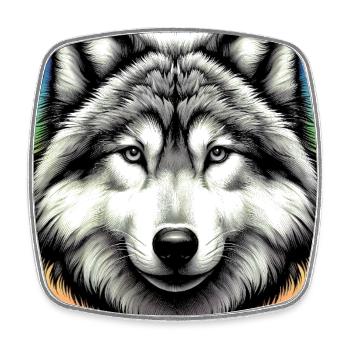 Wolf - Viereckiger Kühlschrankmagnet - Weiß - Vorne