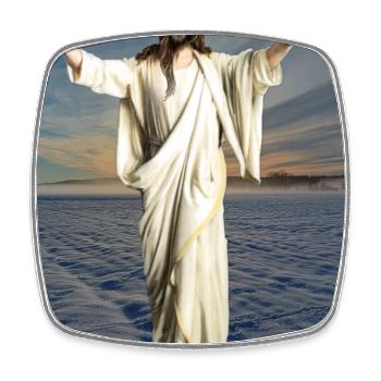 Figure de Jésus Hiver - Magnet carré - blanc - Devant