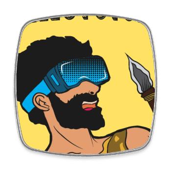 Hallo Future Caveman VR Stil - Viereckiger Kühlschrankmagnet - Weiß - Vorne