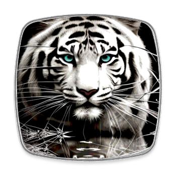 Weißer Tiger - Viereckiger Kühlschrankmagnet - Weiß - Vorne