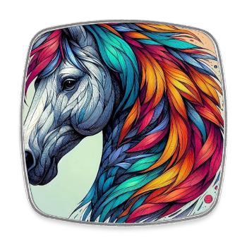 cheval - Magnet carré - blanc - Devant