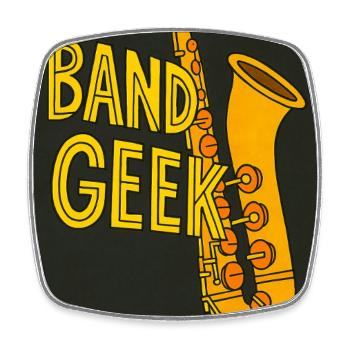Illustration de saxophone Band Geek - Magnet carré - blanc - Devant