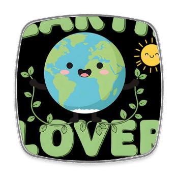 Humorous Earth Lover Cartoon - Square fridge magnet - white - Front