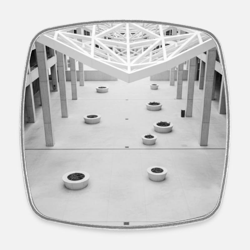 Atrium géométrique noir et blanc - Magnet carré - blanc