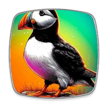 puffin - Square fridge magnet - white - Front
