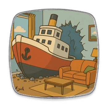 Raumschiff by Rico Beck - Viereckiger Kühlschrankmagnet - Weiß - Vorne