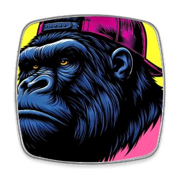 gorilla - Square fridge magnet - white - Front