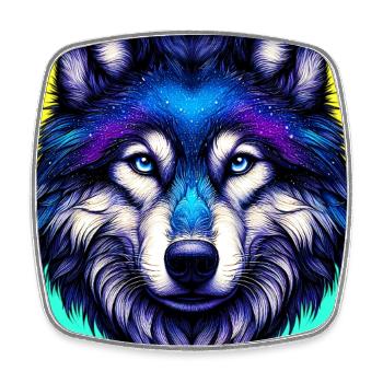 Loup - Magnet carré - blanc - Devant