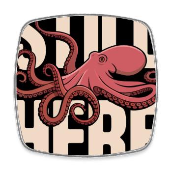 Oktopus im Schriftzug "Still Here" - Viereckiger Kühlschrankmagnet - Weiß - Vorne