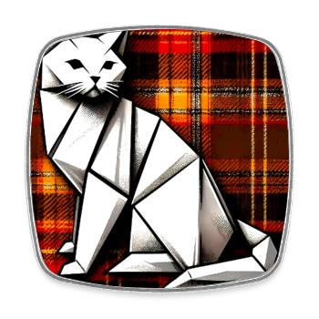 cat - Square fridge magnet - white - Front