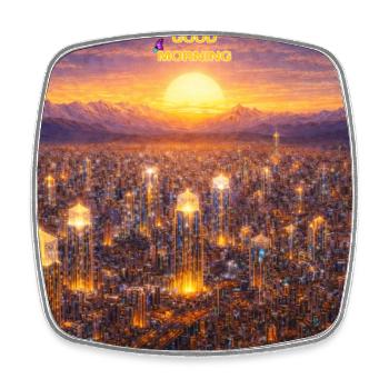 World of the Sun – Good Morning - Square fridge magnet - white - Front