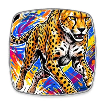 cheetah - Square fridge magnet - white - Front