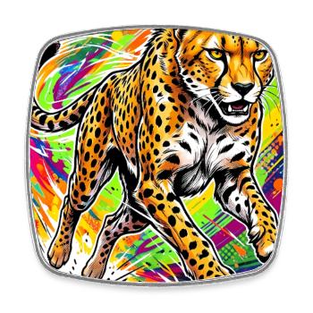 cheetah - Square fridge magnet - white - Front