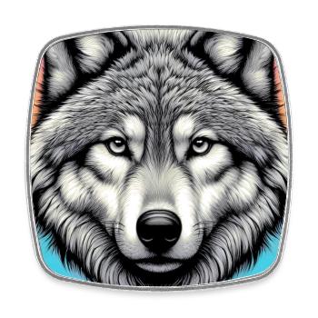 Wolf - Square fridge magnet - white - Front