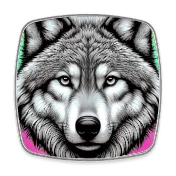 Wolf - Viereckiger Kühlschrankmagnet - Weiß - Vorne