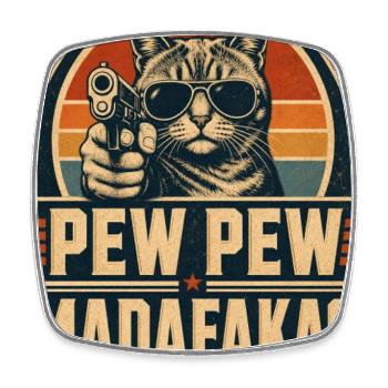 Pew Pew Madafakas Katze - Viereckiger Kühlschrankmagnet - Weiß - Vorne