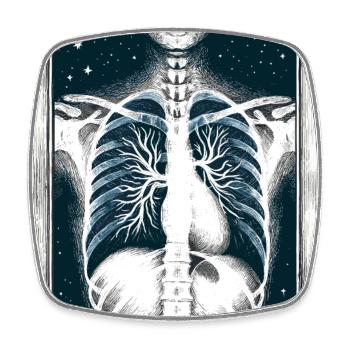 Medizinische Kunst Thoraxmalerei Radiologie - Viereckiger Kühlschrankmagnet - Weiß - Vorne