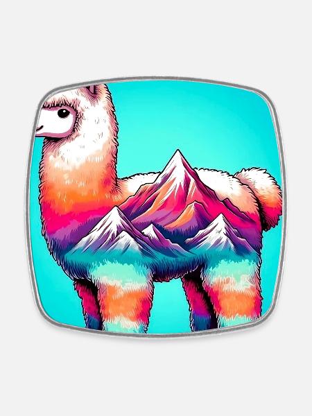Alpaka - Viereckiger Kühlschrankmagnet - Weiß