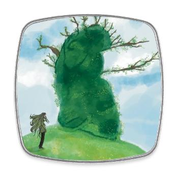 Whimsical Nature Friendship Scene - Square fridge magnet - white - Front