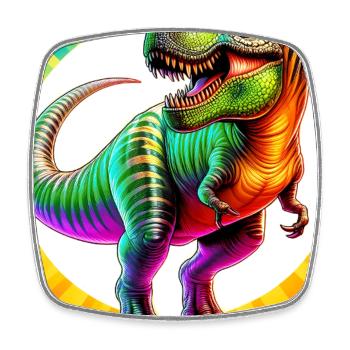 Dinosaurier - Viereckiger Kühlschrankmagnet - Weiß - Vorne