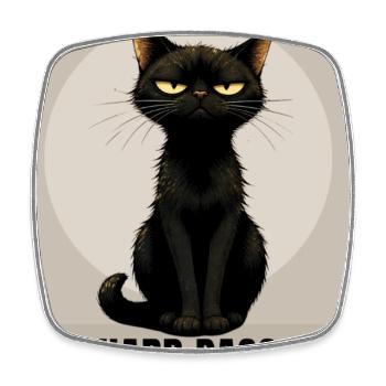 HARD PASS Sarcastic Black Cat Design - Viereckiger Kühlschrankmagnet - Weiß - Vorne