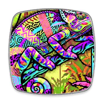 chameleon - Square fridge magnet - white - Front