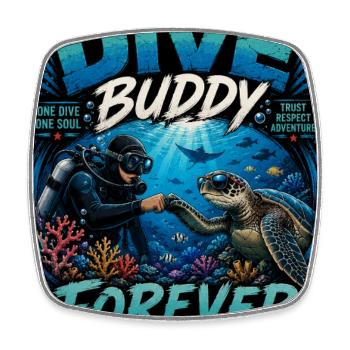 Dive Buddy Forever Diving Friendship - Square fridge magnet - white - Front