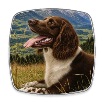 Berglandschaft Hundportrait - Viereckiger Kühlschrankmagnet - Weiß - Vorne