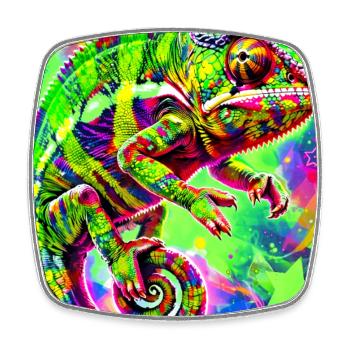 chameleon - Square fridge magnet - white - Front