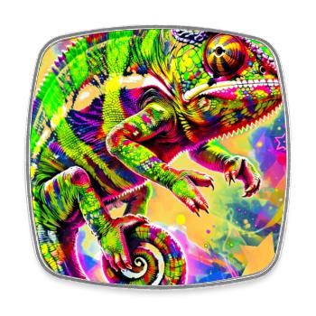 caméléon - Magnet carré - blanc - Devant