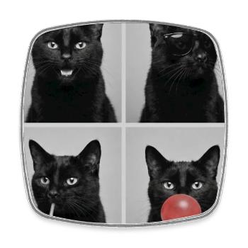Katzen schwarze Katze - Viereckiger Kühlschrankmagnet - Weiß - Vorne