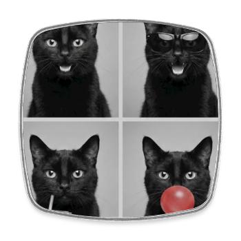 Katzen schwarze Katze - Viereckiger Kühlschrankmagnet - Weiß - Vorne