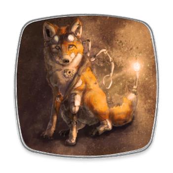 Steam Fox - Square fridge magnet - white - Front