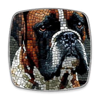 Boxer Dog Mosiac - Square fridge magnet - white - Front