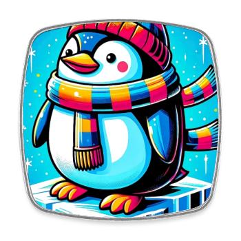 Pingouin - Magnet carré - blanc - Devant