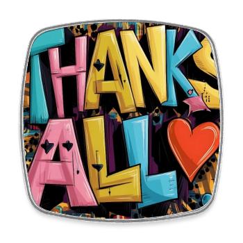 style graffiti merci coeur design - Magnet carré - blanc - Devant