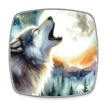 MOONLIT WOLF HEULEN NÄCHTLICHES RITUAL, WILDNIS - Viereckiger Kühlschrankmagnet - Weiß - Vorne