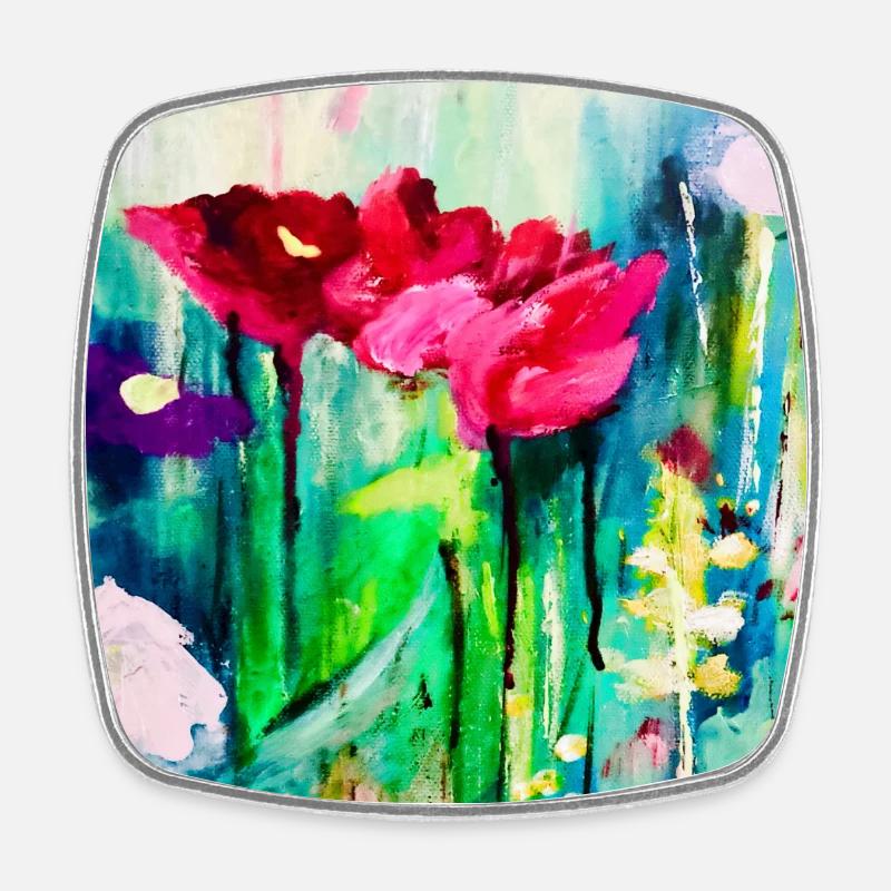 Aquarellblumen im Farbmeer - Viereckiger Kühlschrankmagnet - Weiß